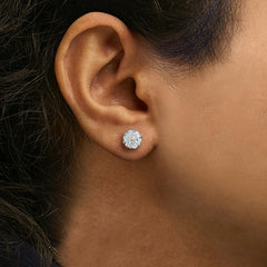14K White Gold 1.00 Cttw Pie Cut Diamond Solitaire Style Stud Earring (H-I Color, SI1-SI2 Clarity)