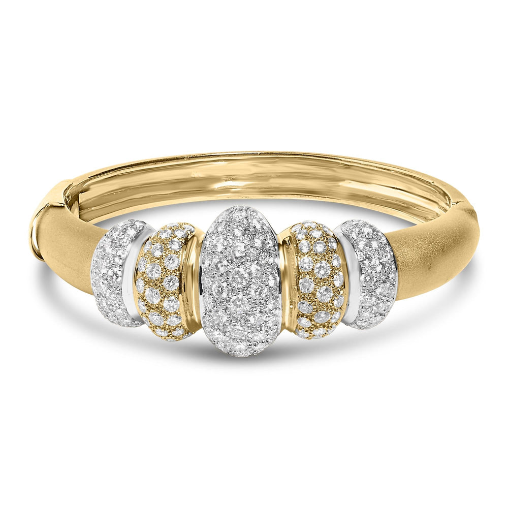 18K Gold 6.00 Cttw Diamond Graduating Dome Bangle Bracelet (G-H Color, VS2-SI1 Clarity)