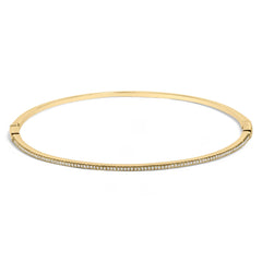 14K Yellow Gold 1/3 Cttw Diamond Half Eternity Bangle Bracelet (I-J Color, I2-I3 Clarity) - 7.75" Inches