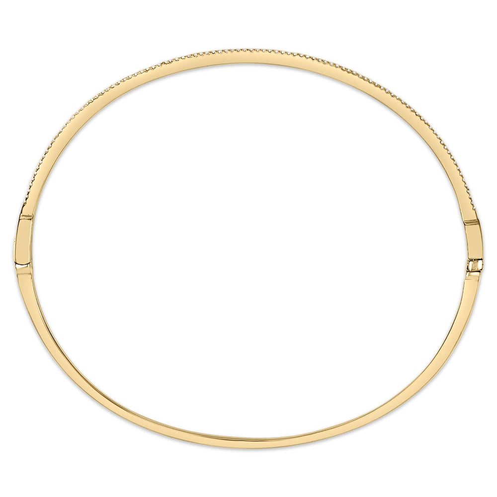 14K Yellow Gold 1/3 Cttw Diamond Half Eternity Bangle Bracelet (I-J Color, I2-I3 Clarity) - 7.75" Inches