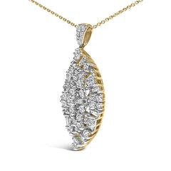 14K White and Yellow Gold 2.00 Cttw Diamond Cluster Pear Shaped Pendant Necklace (G-H Color, SI2-I1 Clarity) -20" Inches