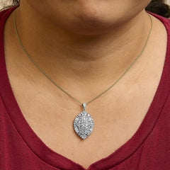 14K White and Yellow Gold 2.00 Cttw Diamond Cluster Pear Shaped Pendant Necklace (G-H Color, SI2-I1 Clarity) -20" Inches