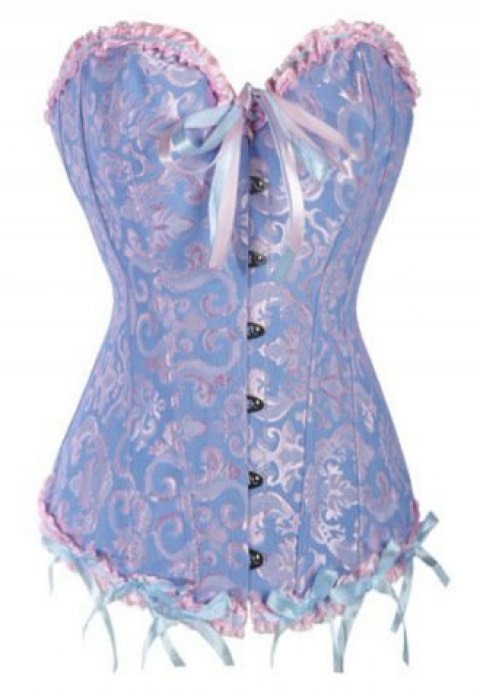Blue Glamourous Jacquard Floral Overbust Corset Bustier- Reduced Price!