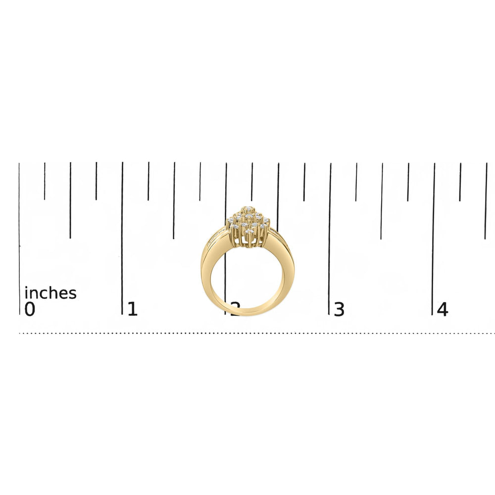 10K Yellow Gold 1.0 Cttw Marquise Composite Diamond Cluster Cocktail Ring (H-I Color, SI2-I1 Clarity)