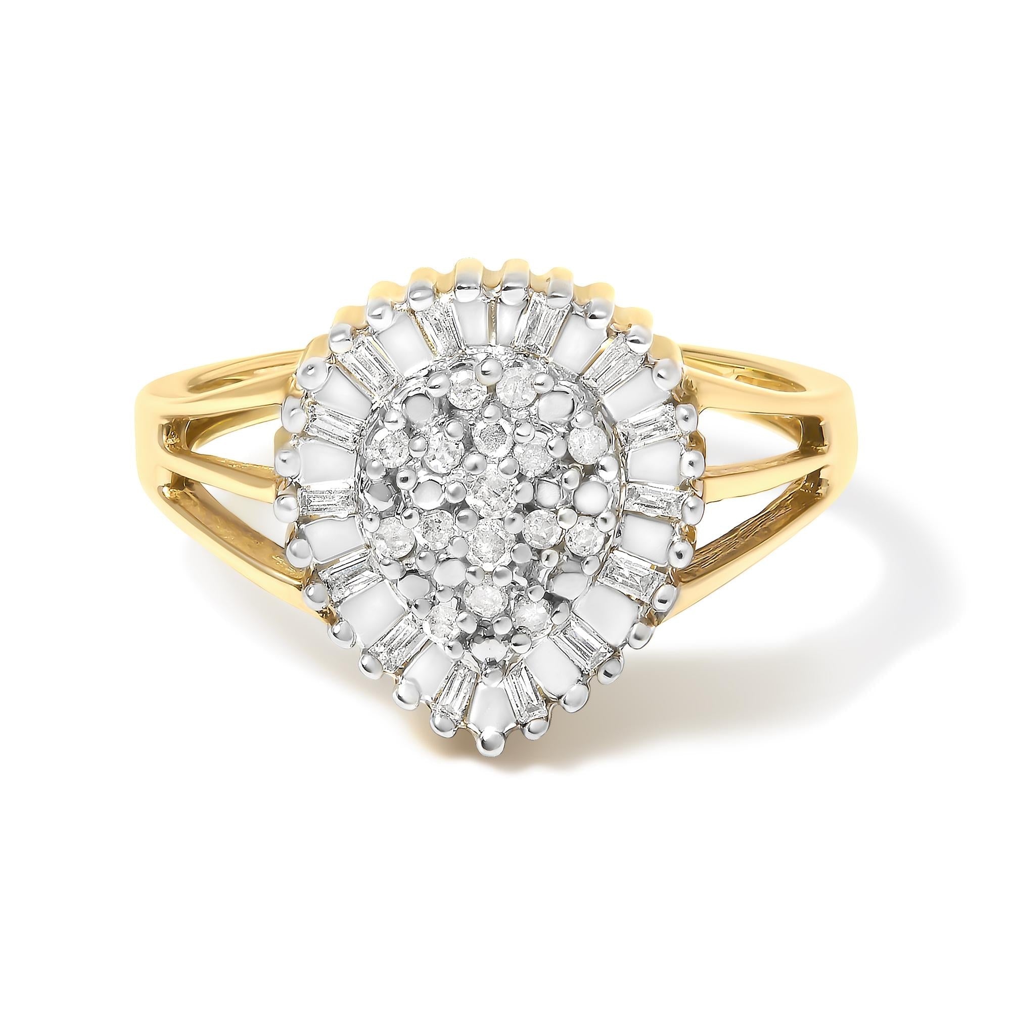 10K Yellow Gold Diamond Cocktail Ring (1/4 Cttw, I-J Color, I3 Clarity)