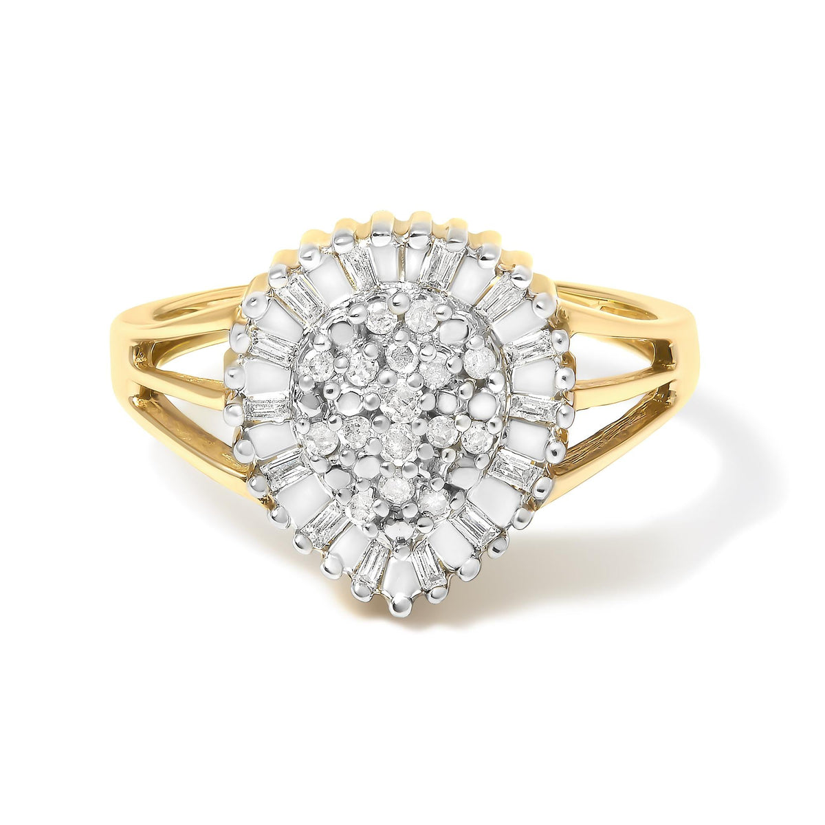 10K Yellow Gold Diamond Cocktail Ring (1/4 Cttw, I-J Color, I3 Clarity)
