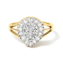 10K Yellow Gold Diamond Cocktail Ring (1/4 Cttw, I-J Color, I3 Clarity)