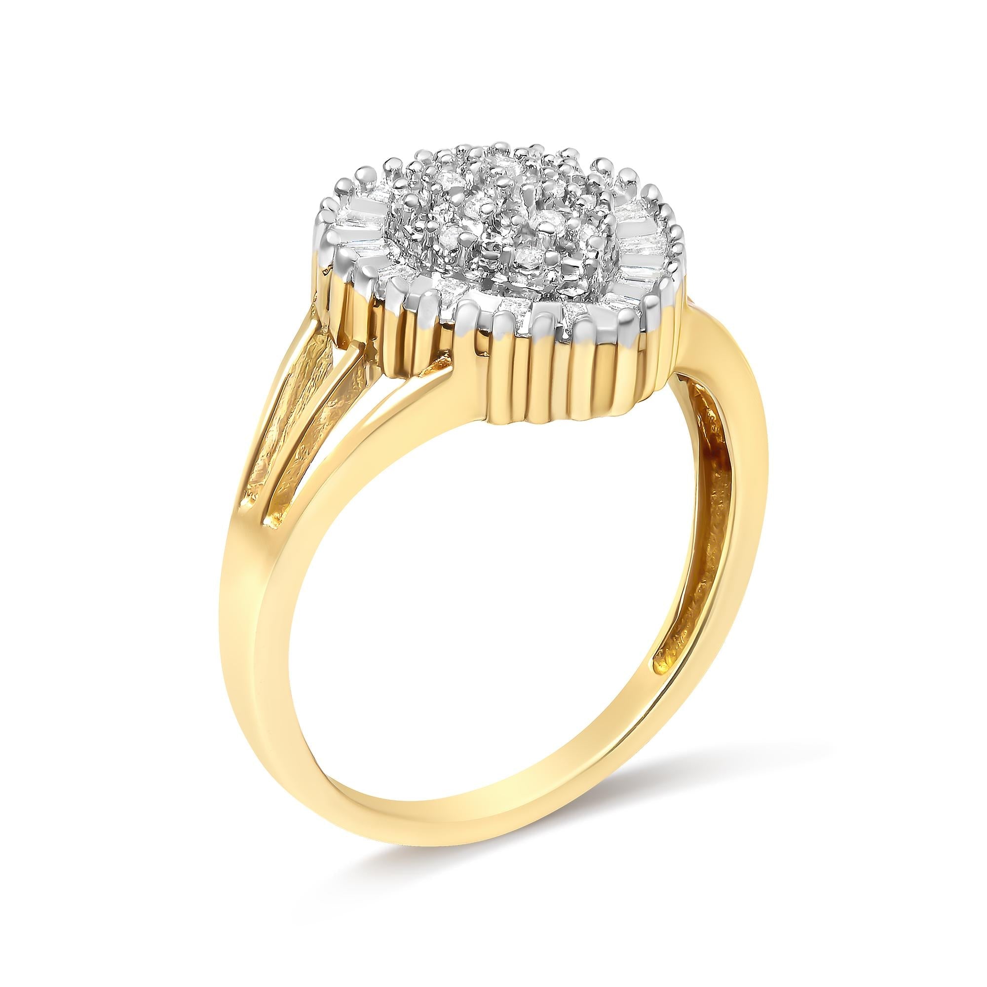 10K Yellow Gold Diamond Cocktail Ring (1/4 Cttw, I-J Color, I3 Clarity)