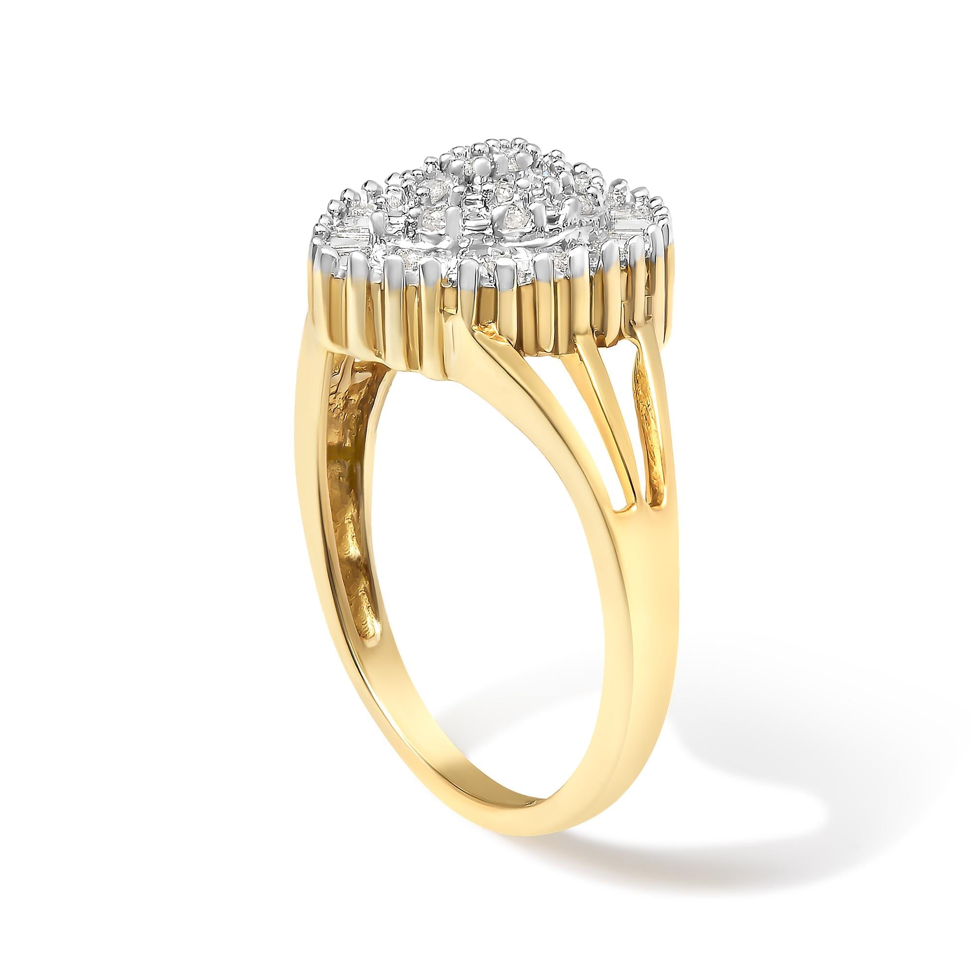 10K Yellow Gold Diamond Cocktail Ring (1/4 Cttw, I-J Color, I3 Clarity)