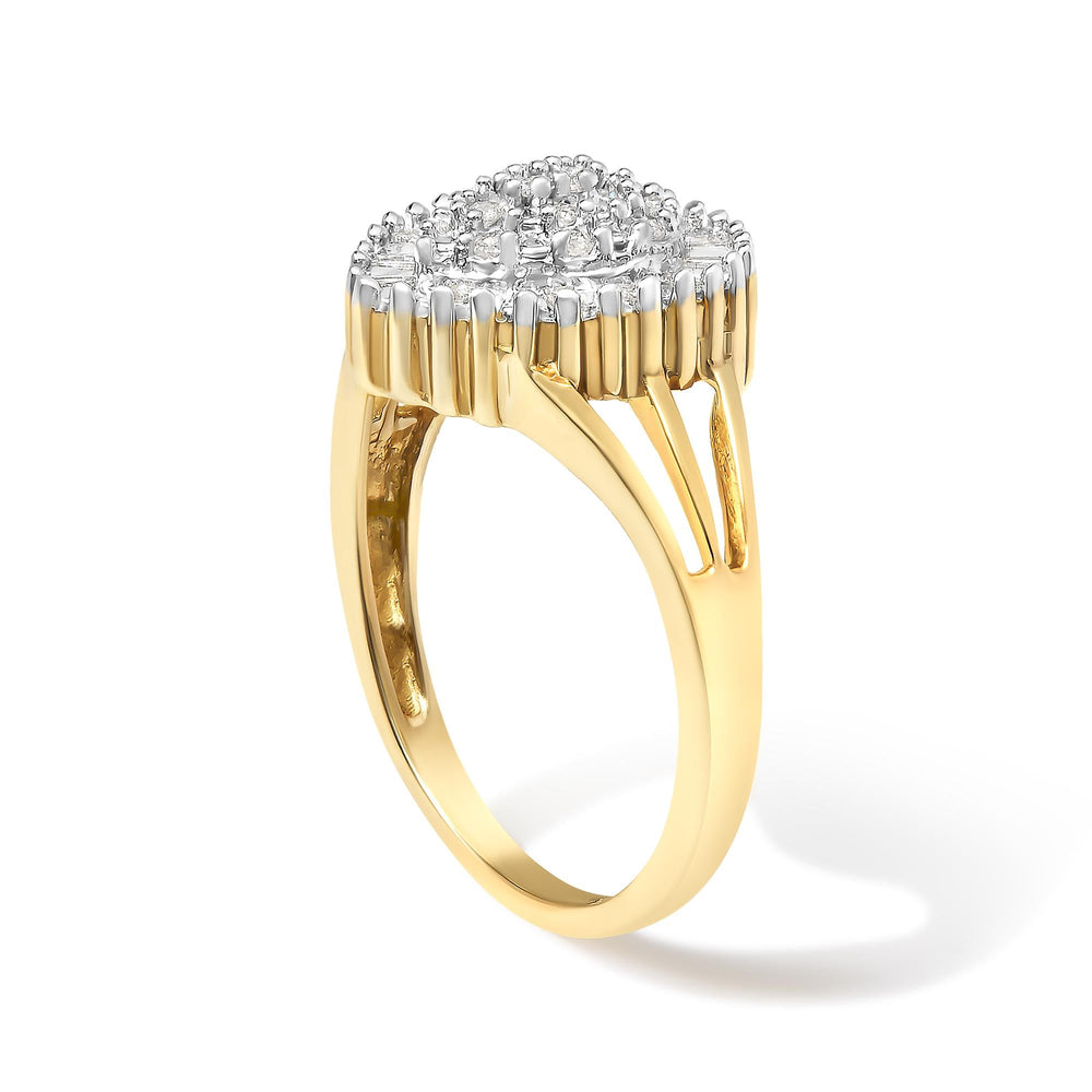10K Yellow Gold Diamond Cocktail Ring (1/4 Cttw, I-J Color, I3 Clarity)