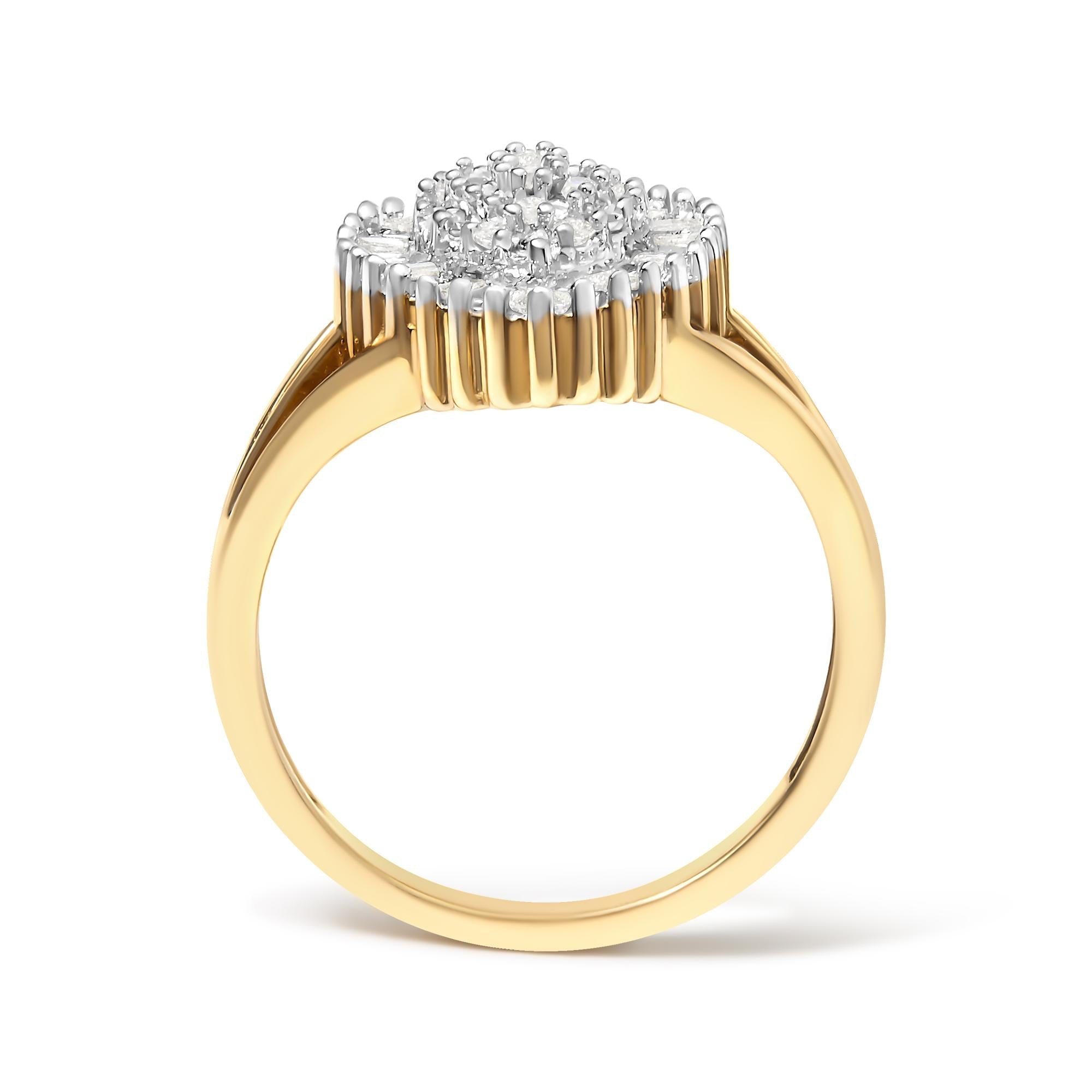 10K Yellow Gold Diamond Cocktail Ring (1/4 Cttw, I-J Color, I3 Clarity)