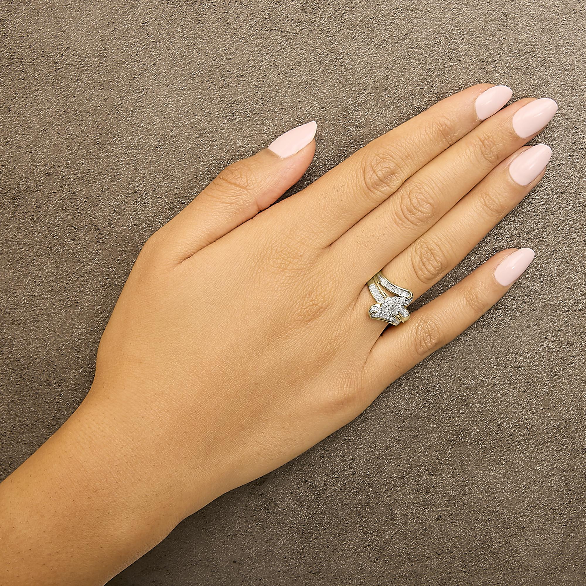 10K Yellow Gold 1/2 cttw Diamond Cluster Cocktail Ring (J-K Clarity, I1-I2 Color)