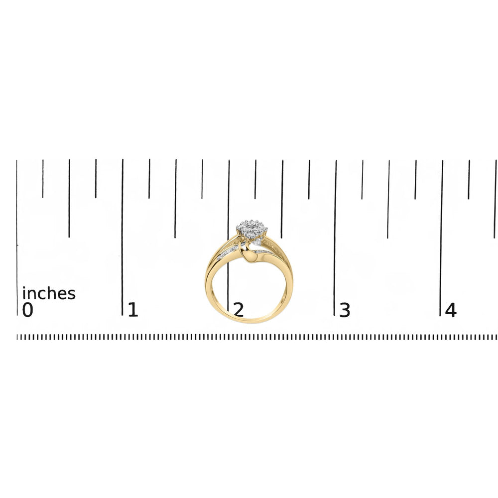10K Yellow Gold 1/2 cttw Diamond Cluster Cocktail Ring (J-K Clarity, I1-I2 Color)