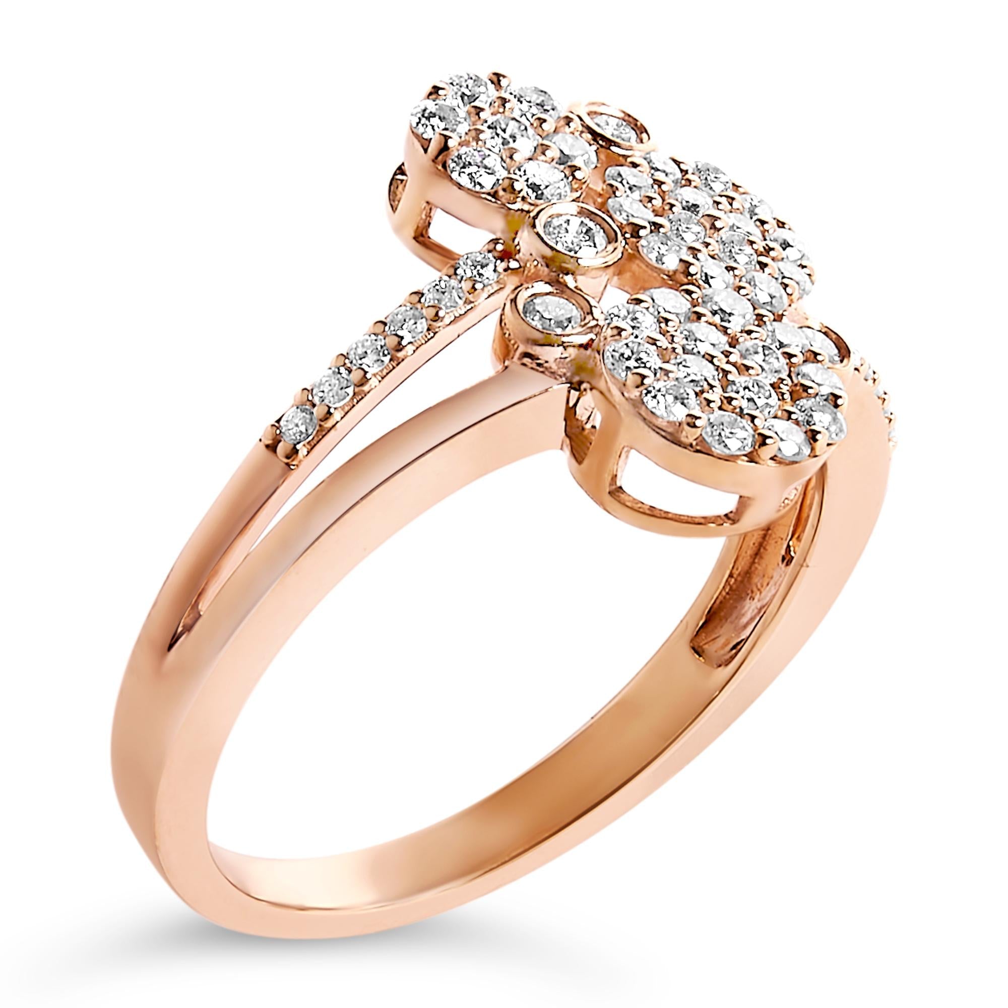 .925 Sterling Silver 1/2 Cttw Diamond Scatter Composite Bypass Ring (I-J Color, I1-I2 Clarity)