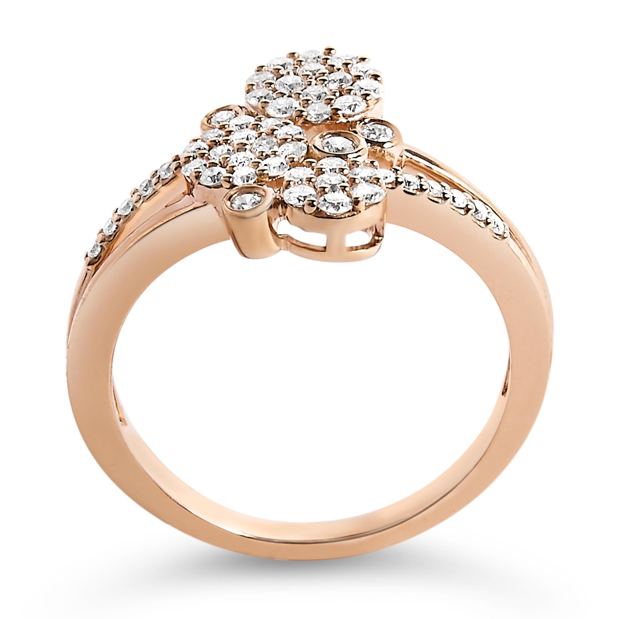 .925 Sterling Silver 1/2 Cttw Diamond Scatter Composite Bypass Ring (I-J Color, I1-I2 Clarity)