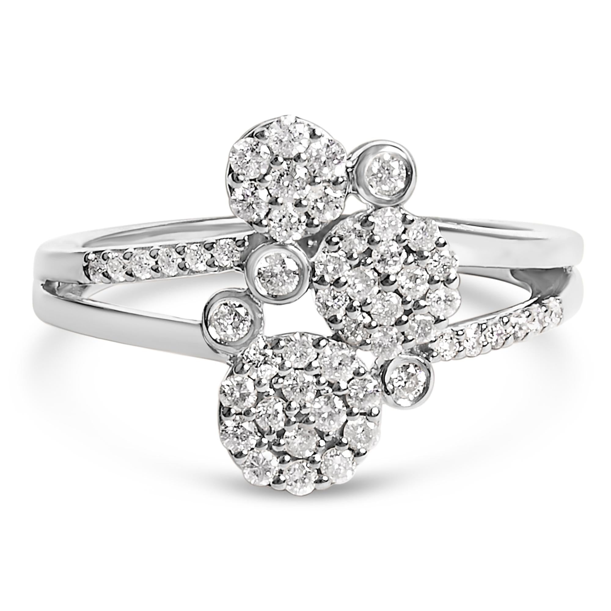 .925 Sterling Silver 1/2 Cttw Diamond Scatter Composite Bypass Ring (I-J Color, I1-I2 Clarity)
