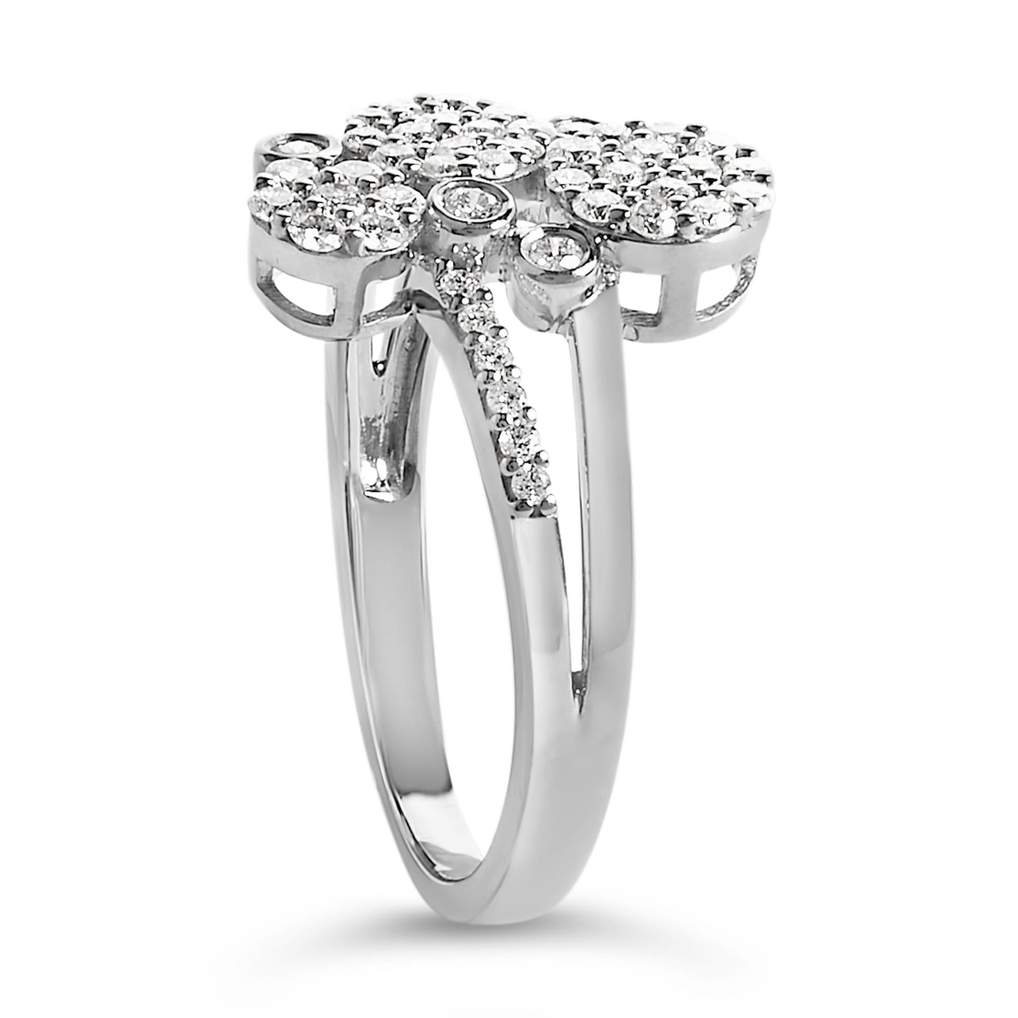 .925 Sterling Silver 1/2 Cttw Diamond Scatter Composite Bypass Ring (I-J Color, I1-I2 Clarity)