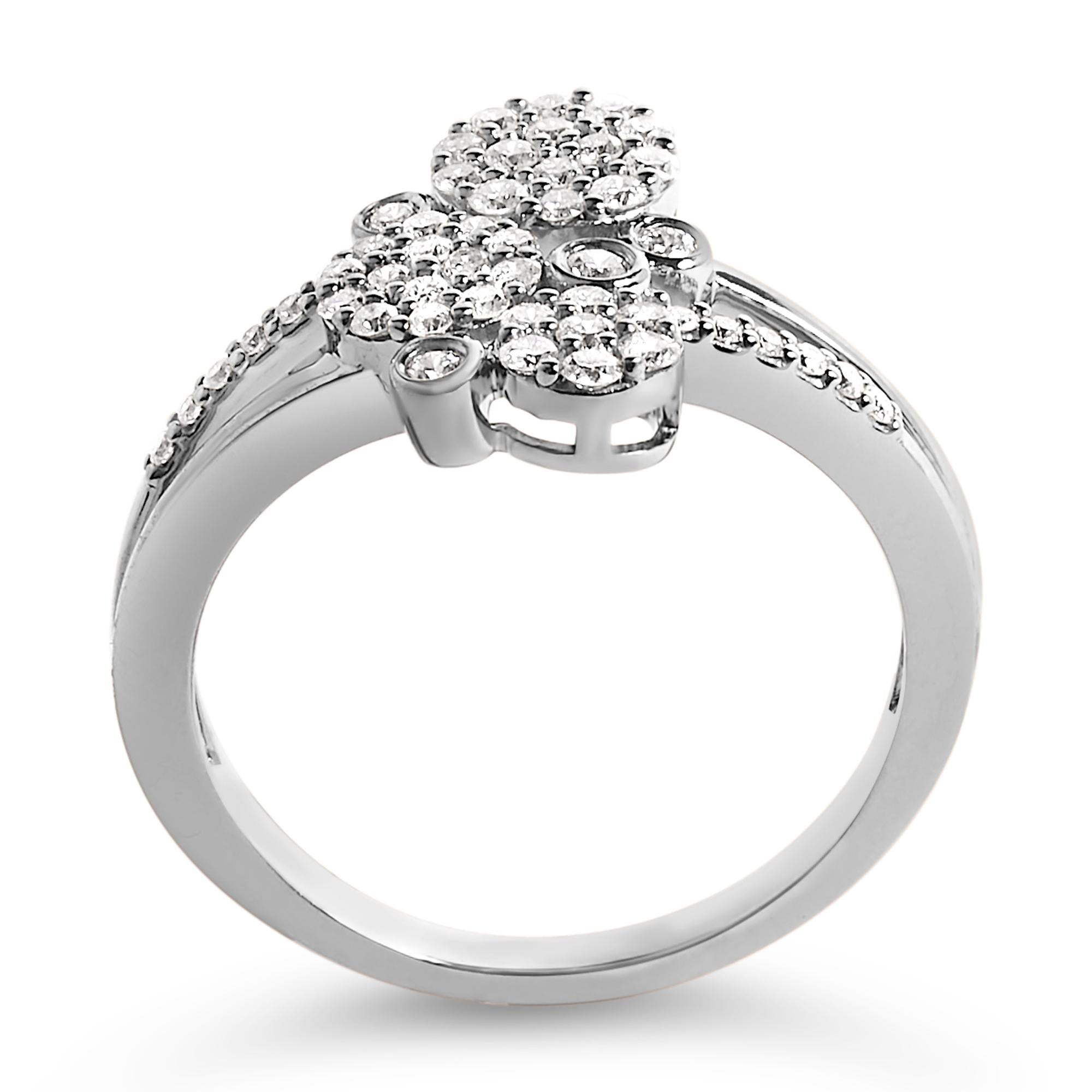 .925 Sterling Silver 1/2 Cttw Diamond Scatter Composite Bypass Ring (I-J Color, I1-I2 Clarity)