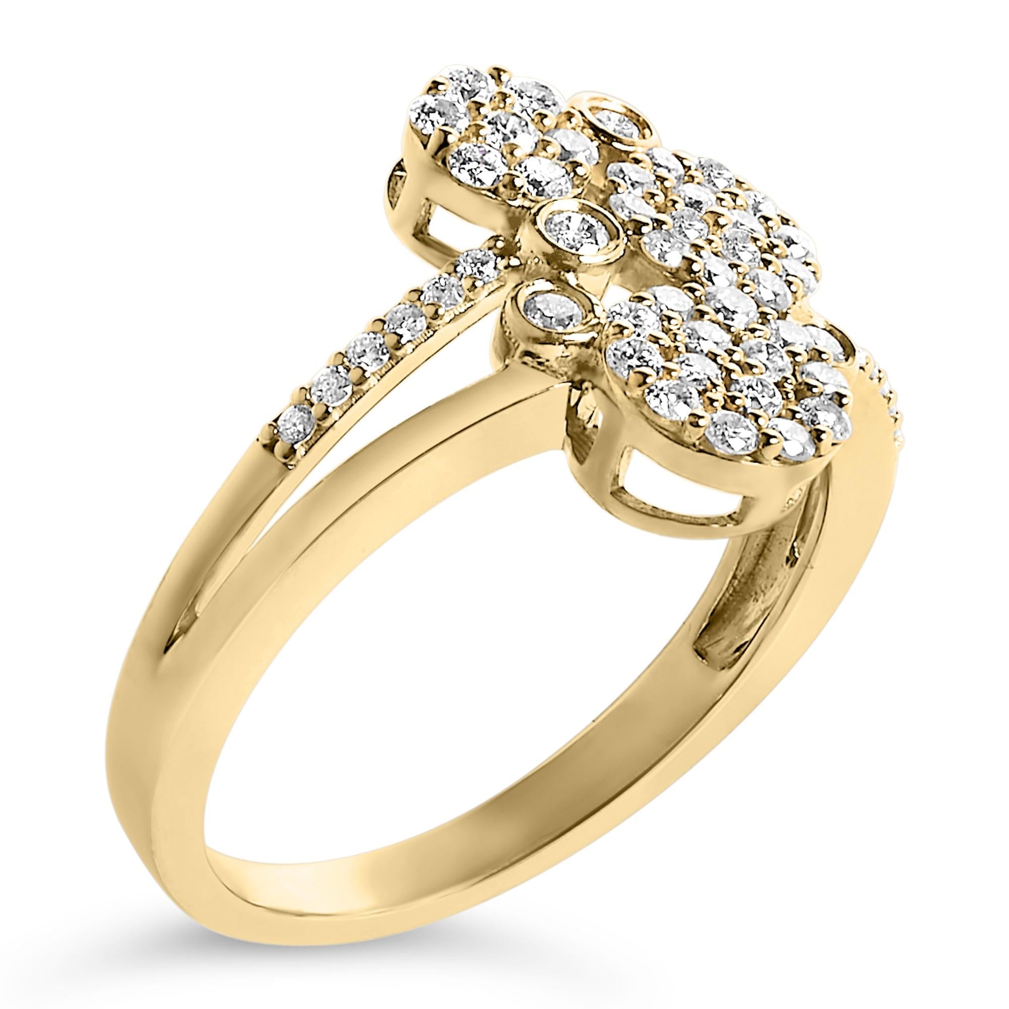.925 Sterling Silver 1/2 Cttw Diamond Scatter Composite Bypass Ring (I-J Color, I1-I2 Clarity)