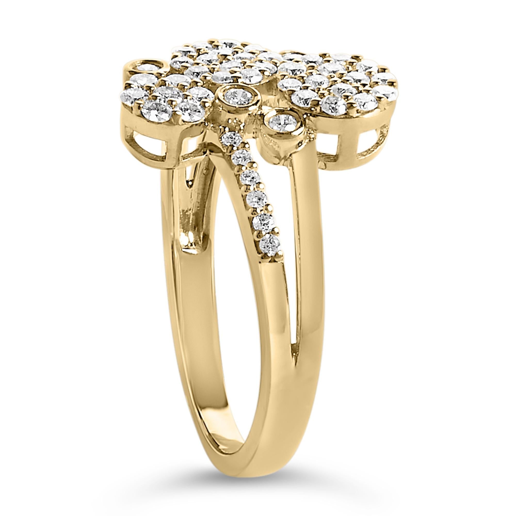 .925 Sterling Silver 1/2 Cttw Diamond Scatter Composite Bypass Ring (I-J Color, I1-I2 Clarity)