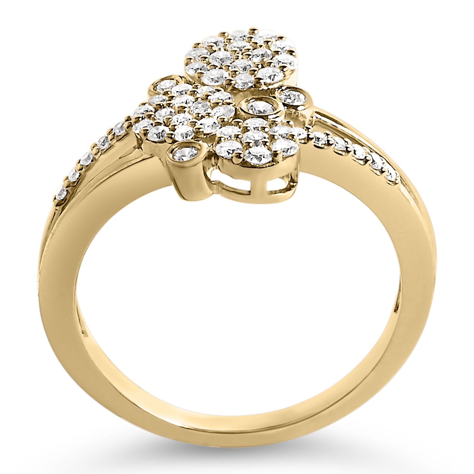 .925 Sterling Silver 1/2 Cttw Diamond Scatter Composite Bypass Ring (I-J Color, I1-I2 Clarity)