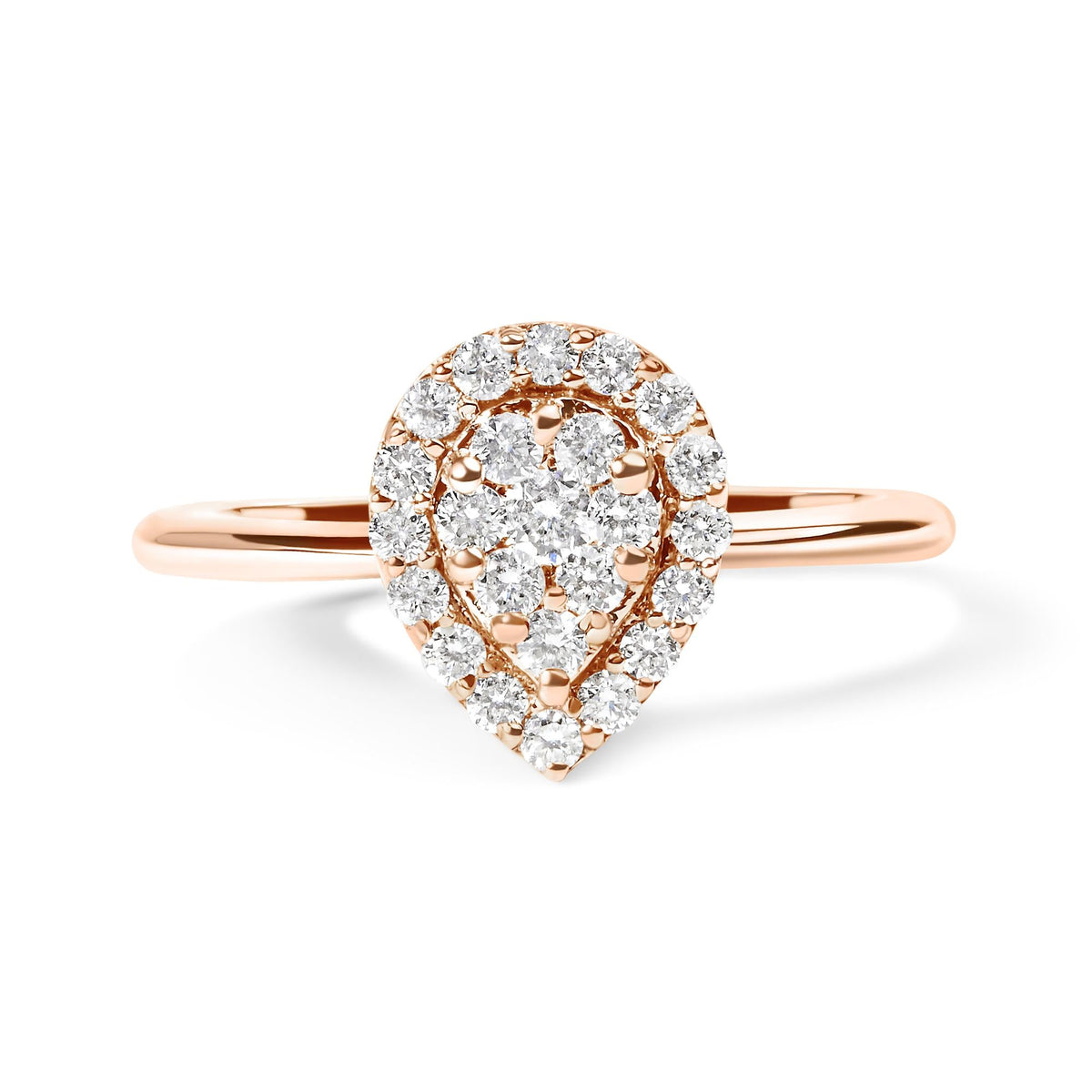 10K Rose Gold 3/8 Cttw Round-Cut Diamond Pear Promise Ring (I-J Color, I2-I3 Clarity)
