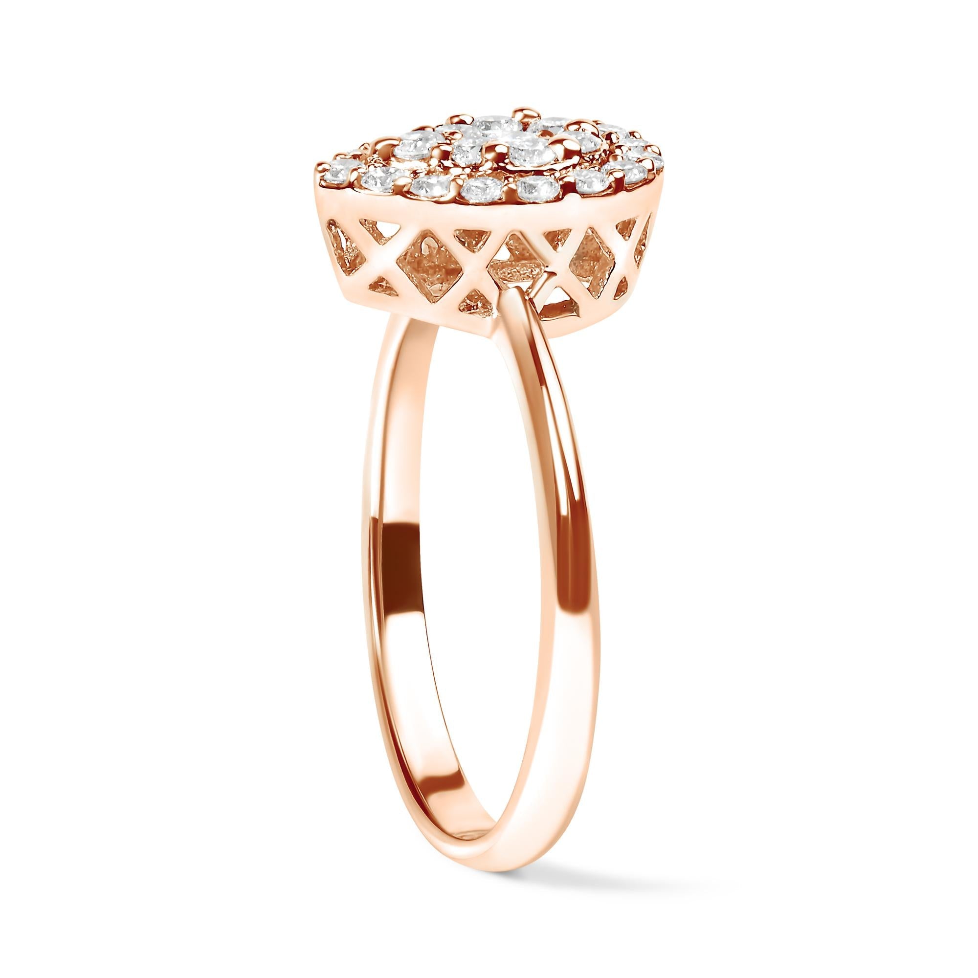 10K Rose Gold 3/8 Cttw Round-Cut Diamond Pear Promise Ring (I-J Color, I2-I3 Clarity)