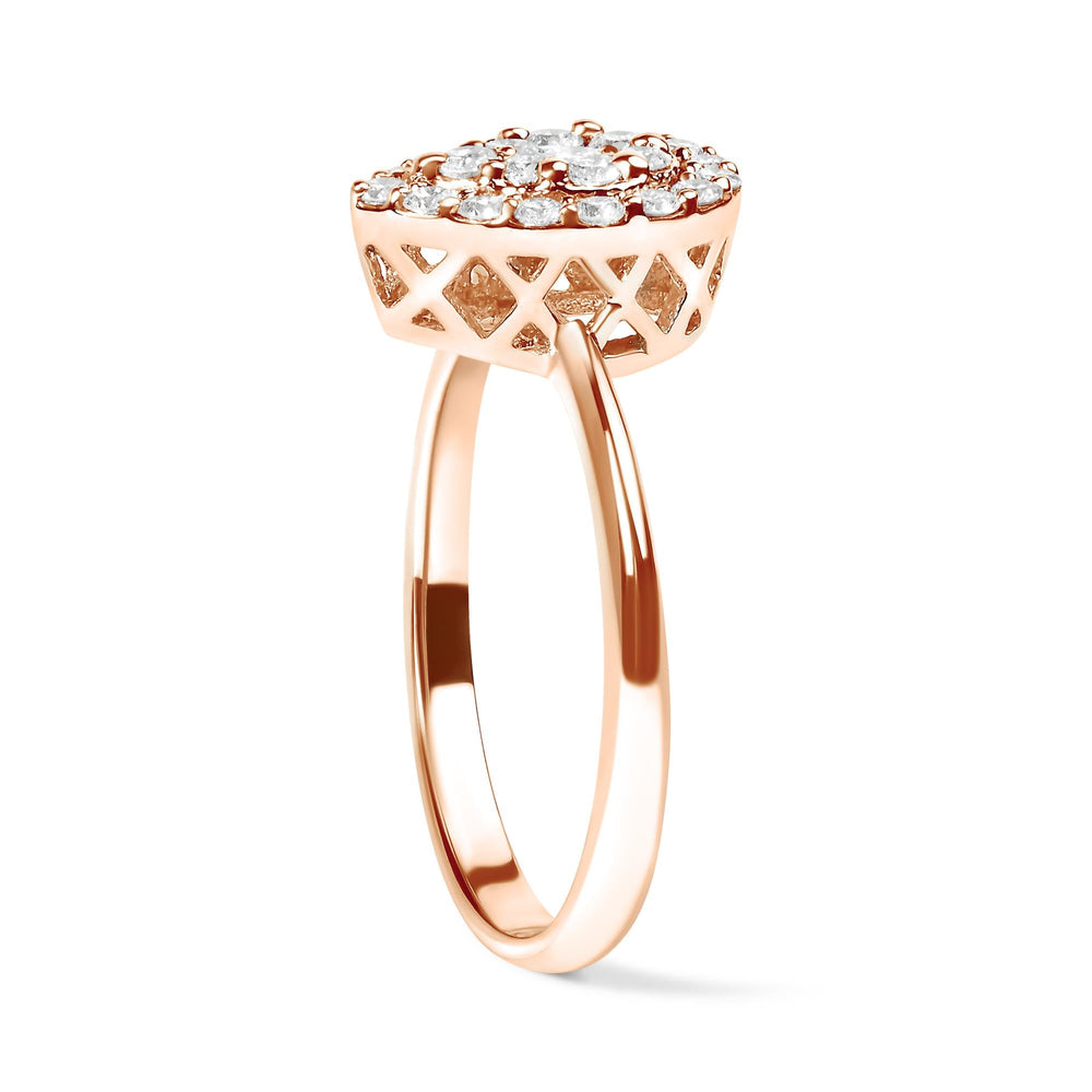 10K Rose Gold 3/8 Cttw Round-Cut Diamond Pear Promise Ring (I-J Color, I2-I3 Clarity)