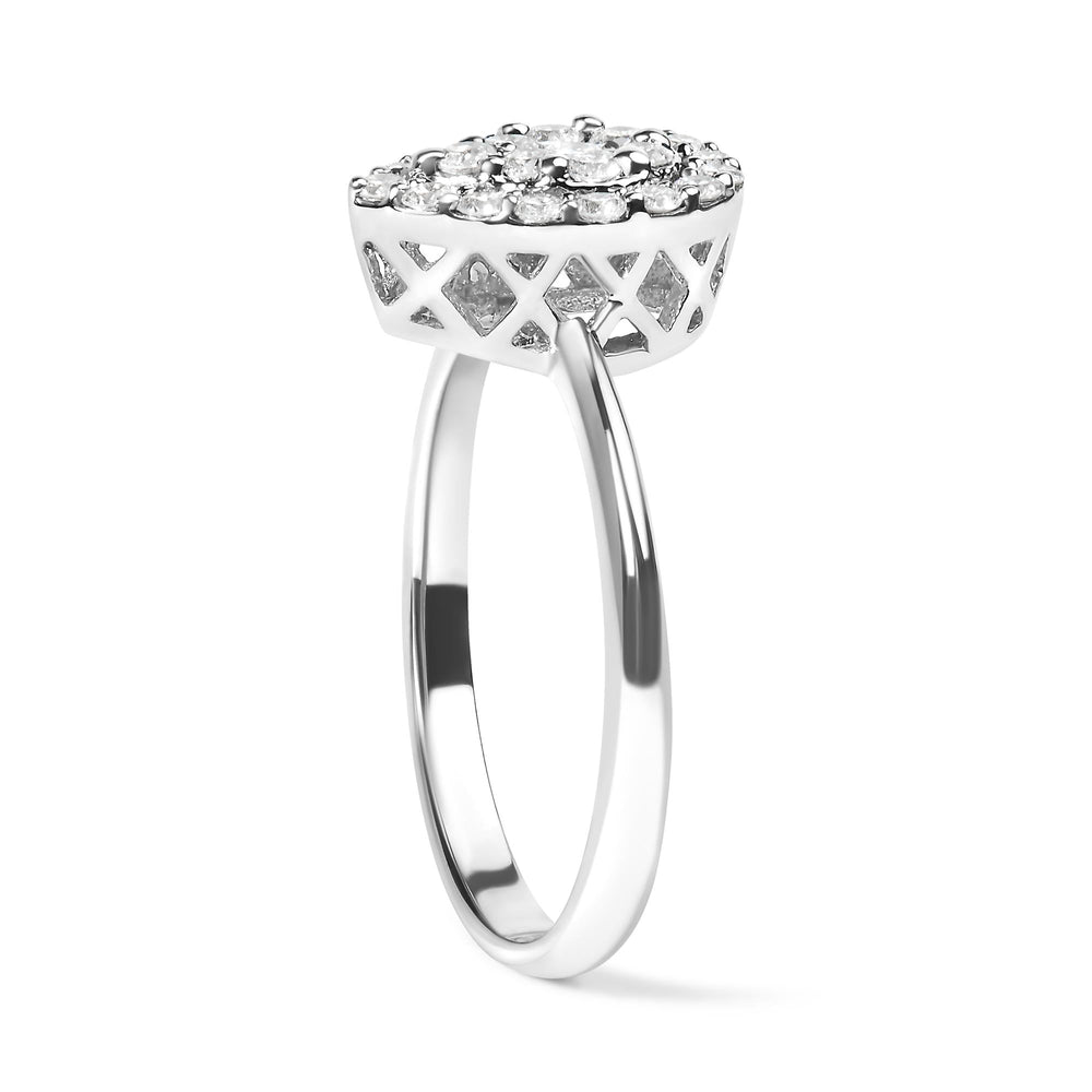 10K White Gold 3/8 Cttw Round-Cut Lab Grown Diamond Cluster Pear Promise Ring (G-H Color, VS2-SI1 Clarity)