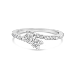 10K White Gold 1/4 Cttw Two-Stone Diamond Bypass Engagement Ring