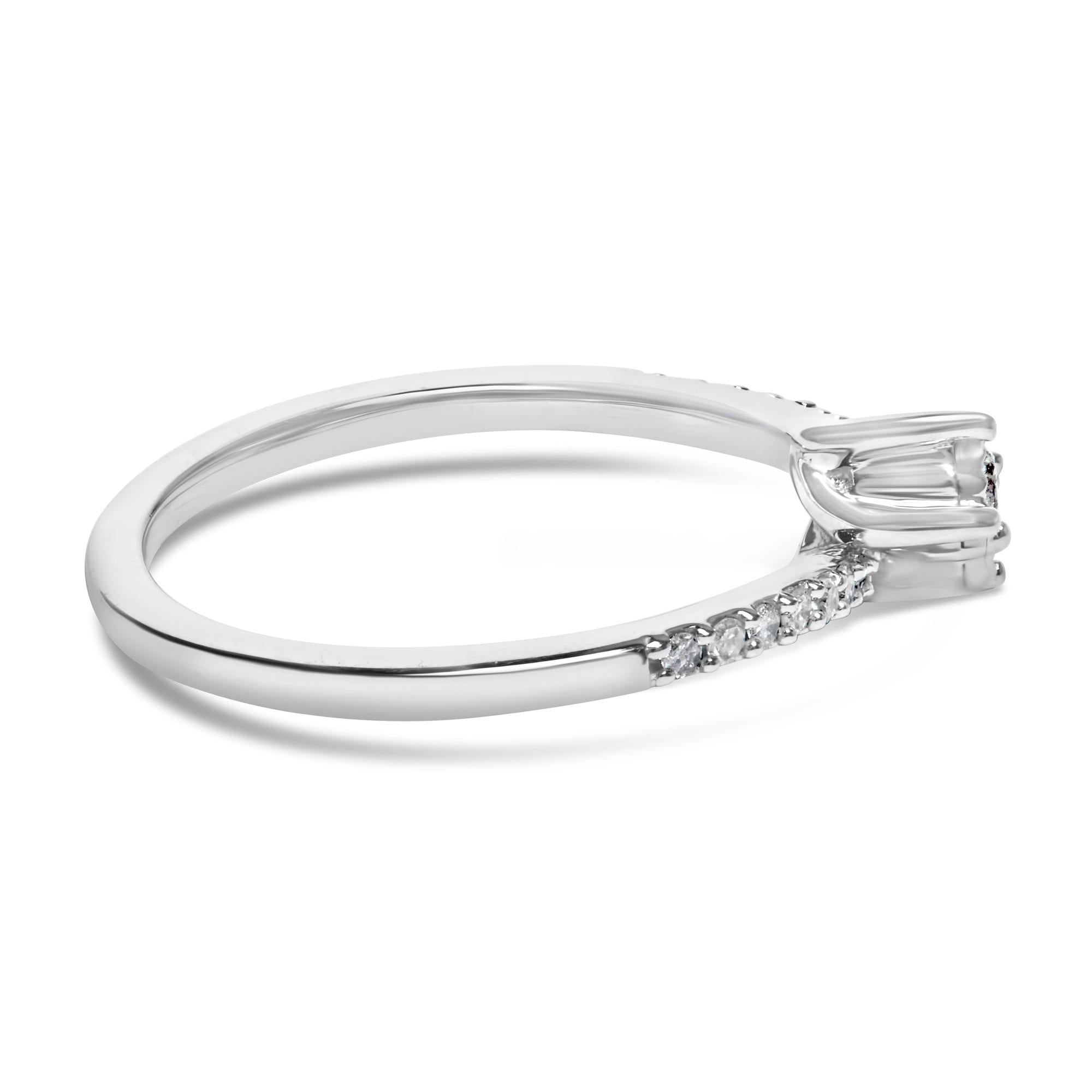 10K White Gold 1/4 Cttw Two-Stone Diamond Bypass Engagement Ring