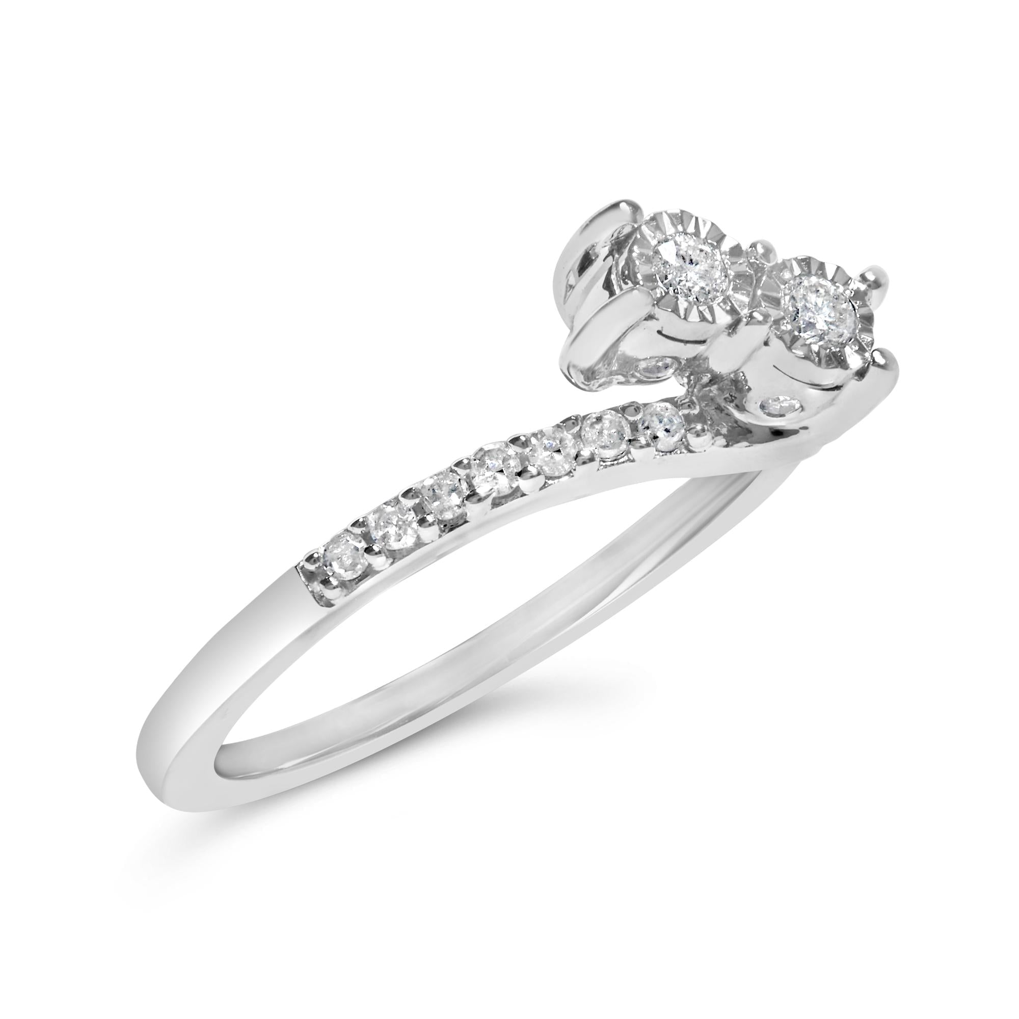 10K White Gold 1/4 Cttw Two-Stone Diamond Bypass Engagement Ring