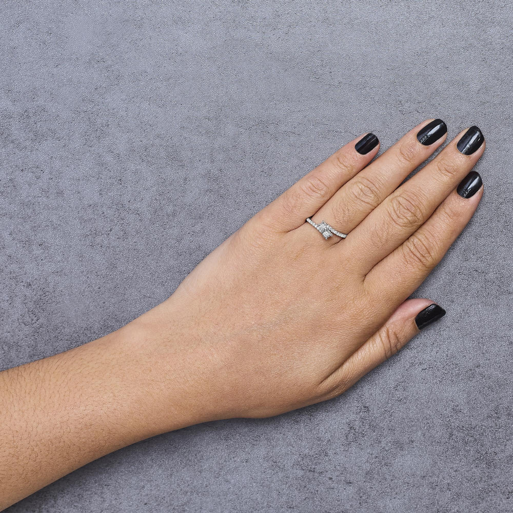 10K White Gold 1/4 Cttw Two-Stone Diamond Bypass Engagement Ring