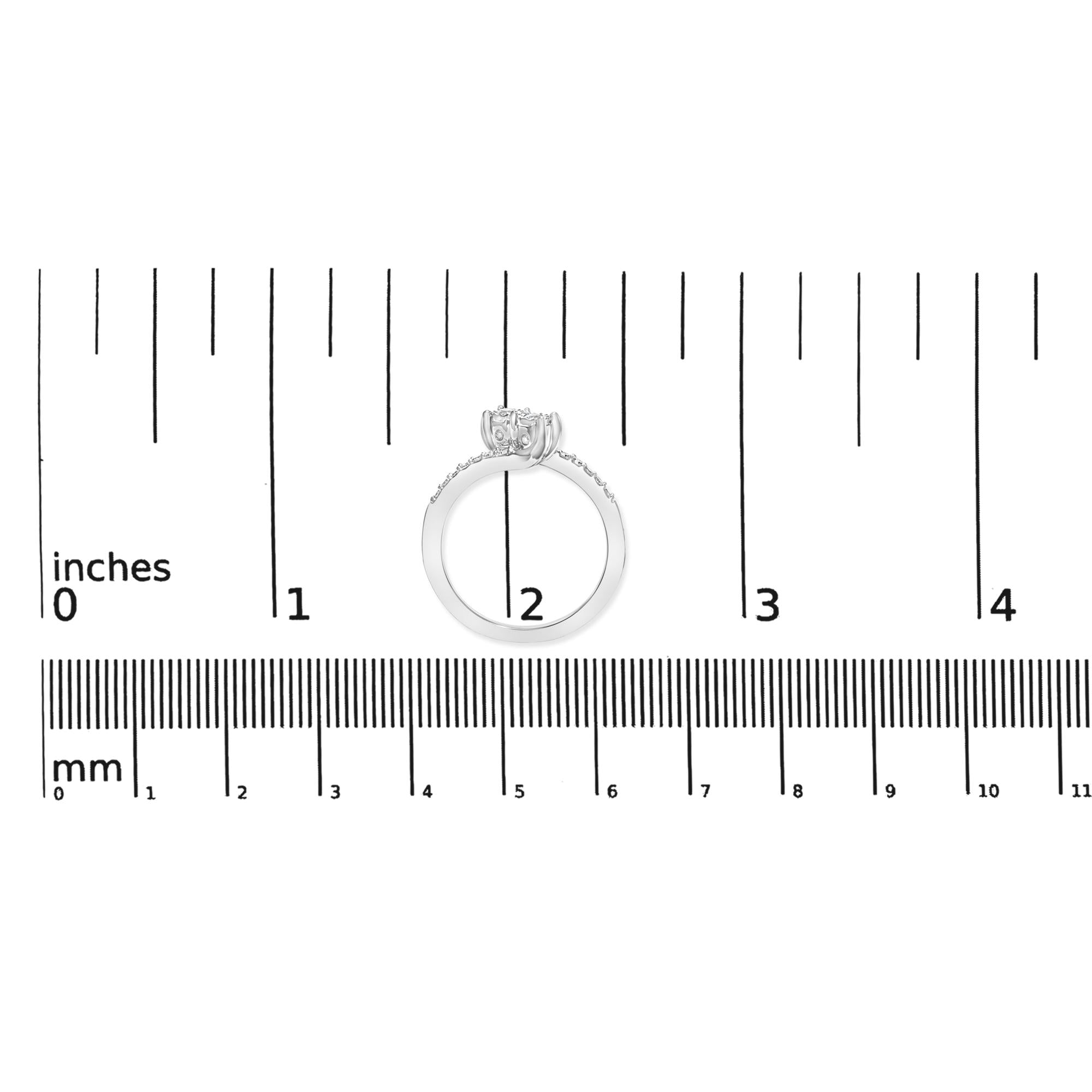 10K White Gold 1/4 Cttw Two-Stone Diamond Bypass Engagement Ring