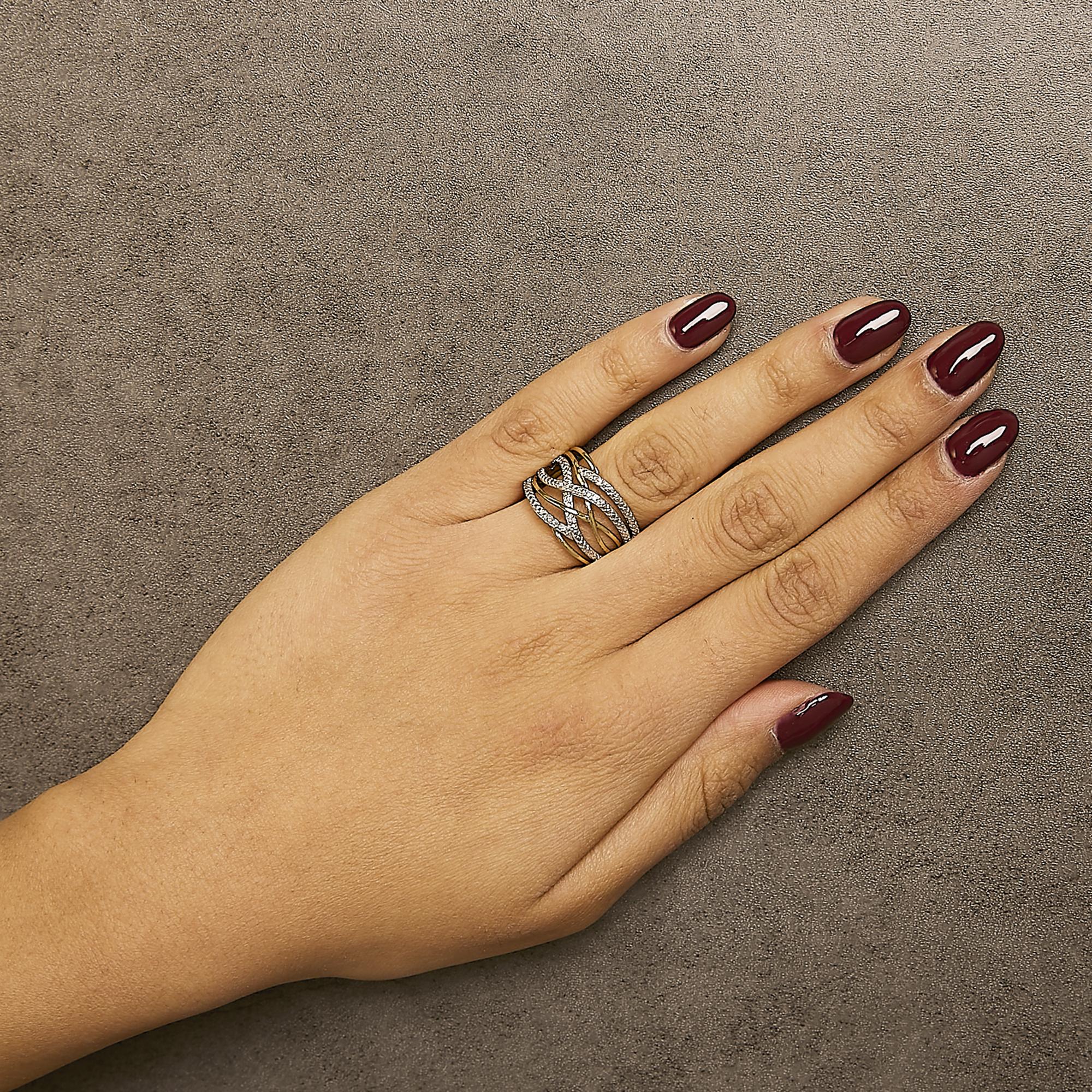 .925 Sterling Silver Diamond Accent Crossover Ring (I-J Color, I2-I3 Clarity)