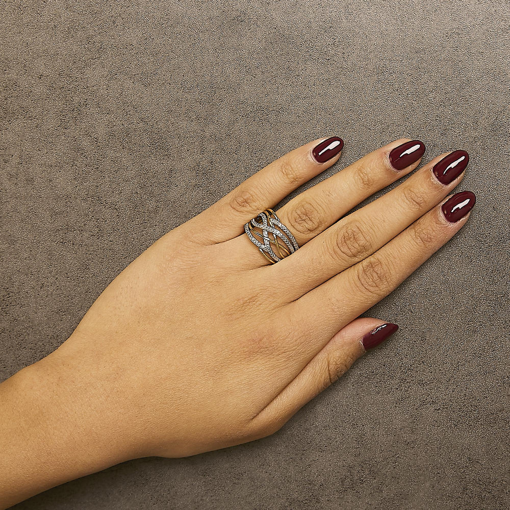 .925 Sterling Silver Diamond Accent Crossover Ring (I-J Color, I2-I3 Clarity)