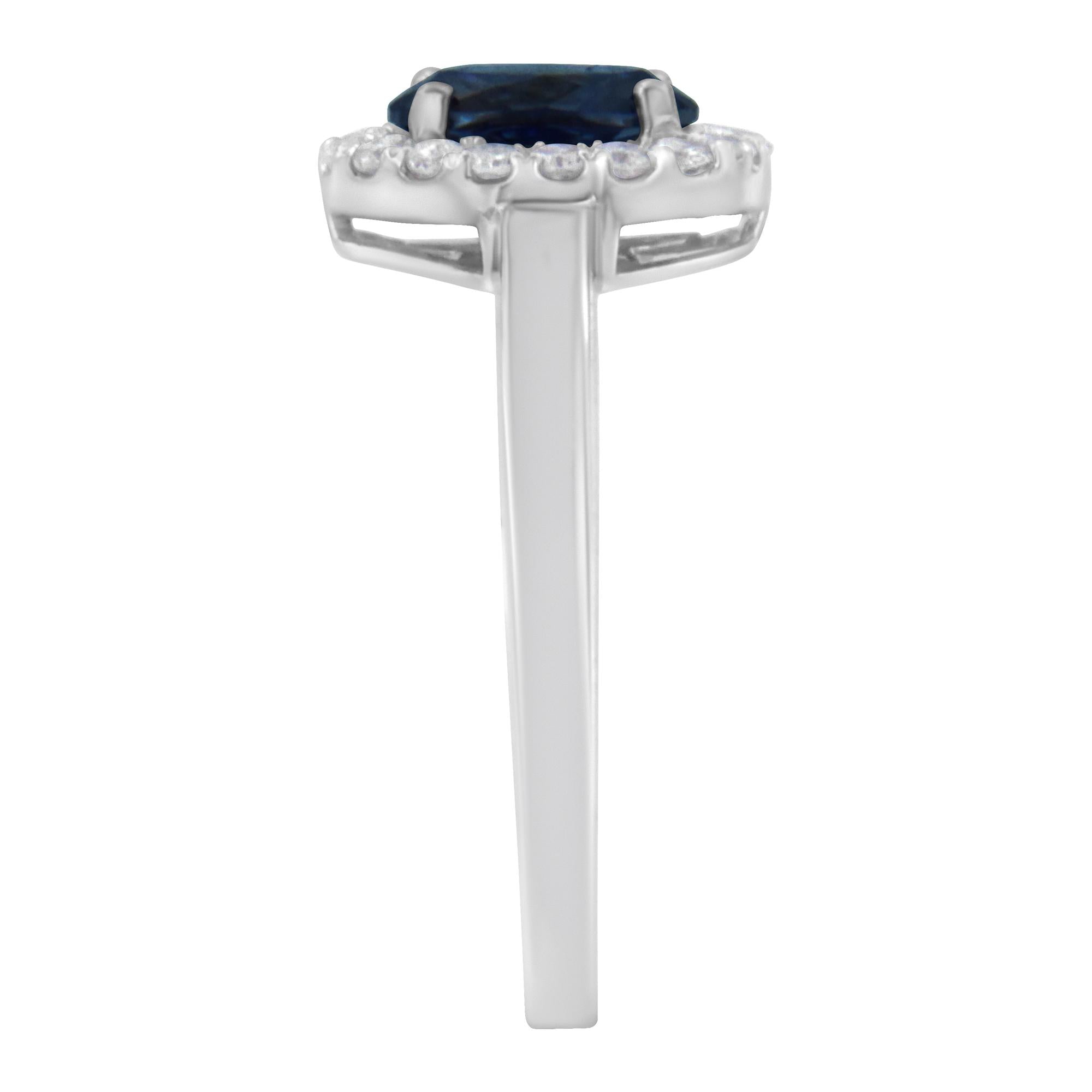 10K White Gold 1/5 Cttw Round Diamond and Prong Set 7MM Gemstone Halo Cocktail Ring (H-I Color, I1-I2 Clarity)