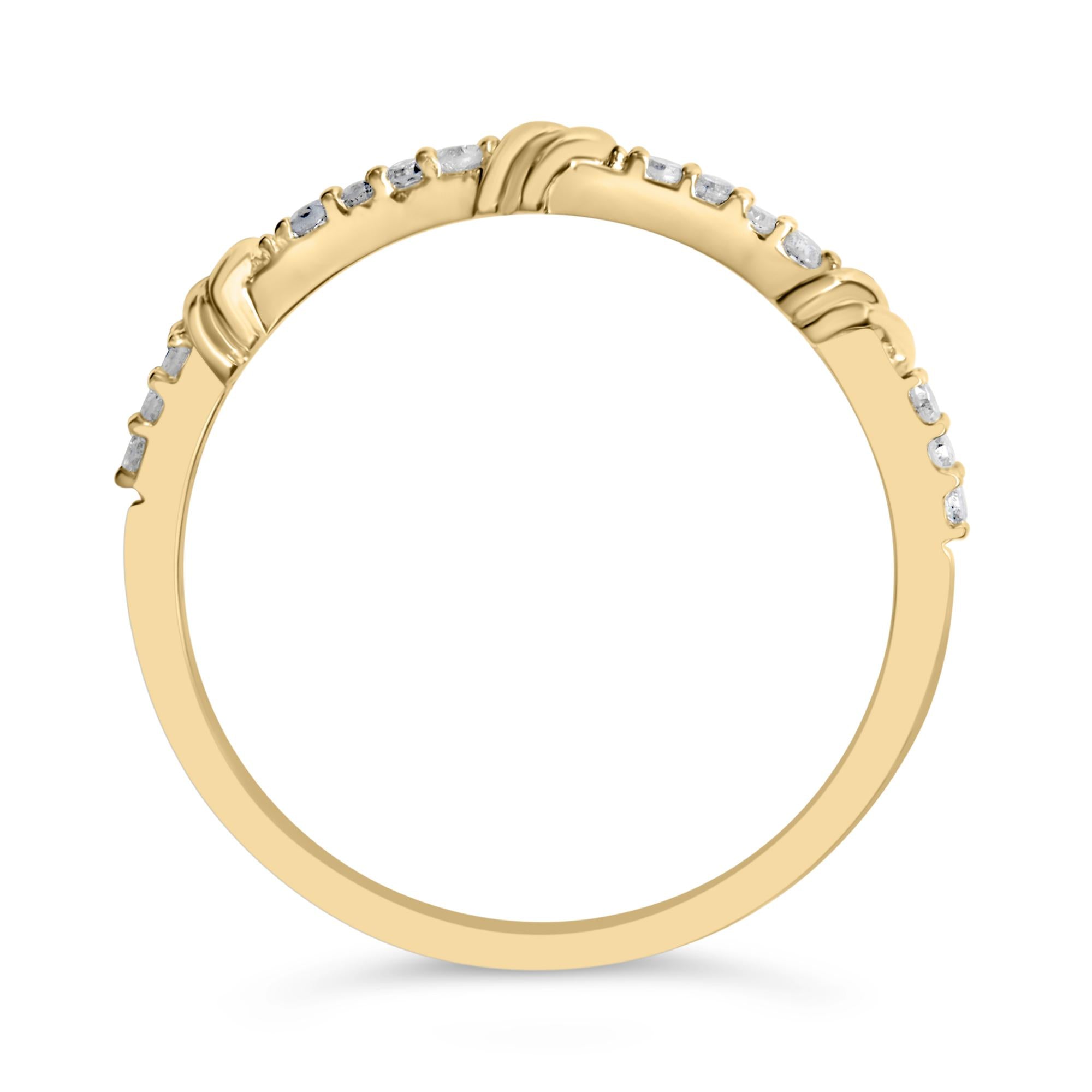 14K Yellow Gold 1/10 Cttw Diamond Twist Band Ring