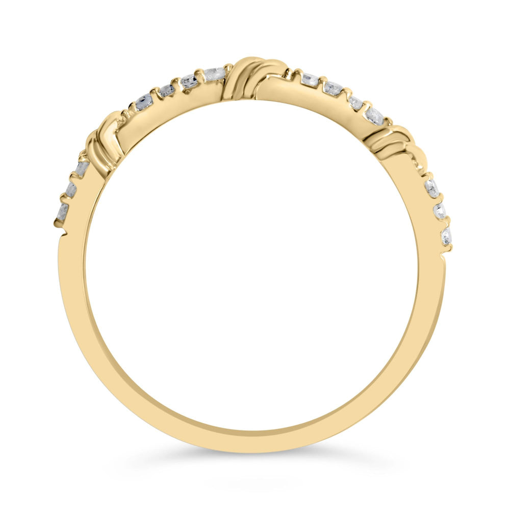 14K Yellow Gold 1/10 Cttw Diamond Twist Band Ring