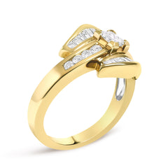 14K Yellow Gold 1.0 Cttw Princess Diamond Geometric Cocktail Ring