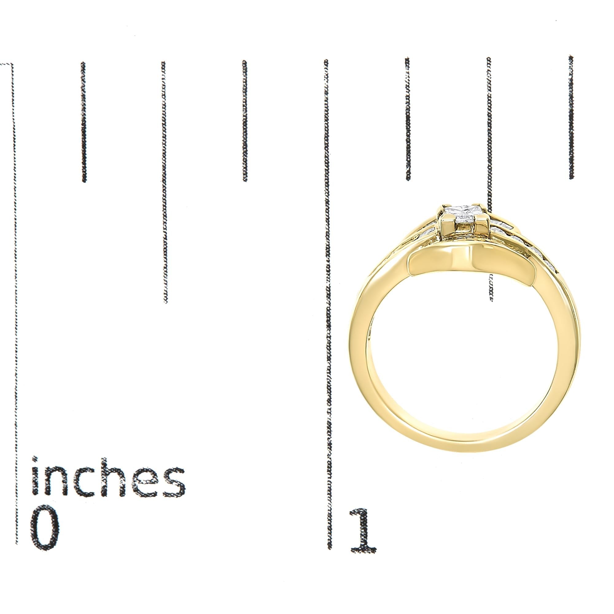 14K Yellow Gold 1.0 Cttw Princess Diamond Geometric Cocktail Ring