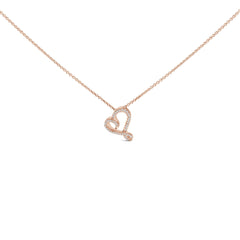 14k Rose Gold Plated Silver 1/10 Cttw Diamond Open Heart Pendant Necklace