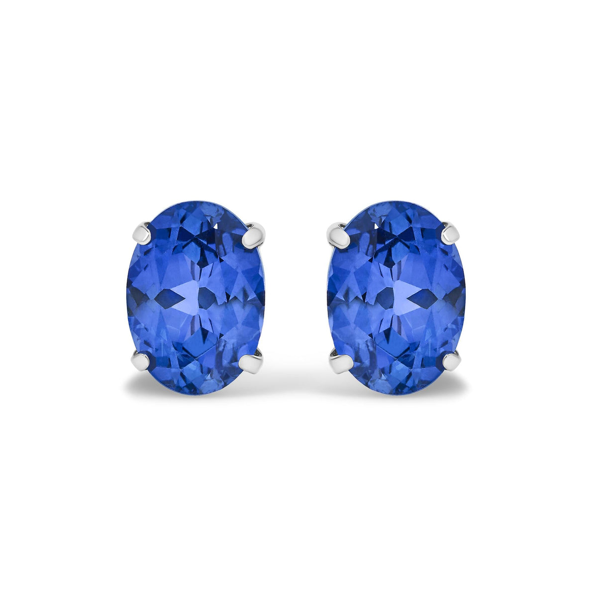 Platinum 5X7 MM Lab Created Blue Sapphire Oval Solitaire Stud Earrings