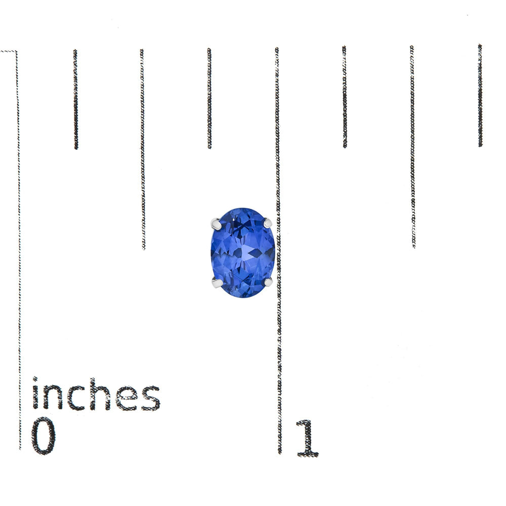 Platinum 5X7 MM Lab Created Blue Sapphire Oval Solitaire Stud Earrings