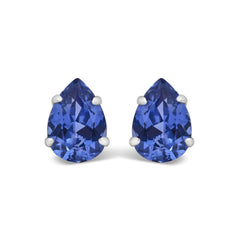 Platinum Lab 5X7 Created Blue Sapphire Pear Solitaire Stud Earrings