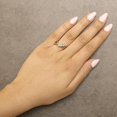 14K Yellow Gold Plated Sterling Silver 1/10 Cttw Diamond Bypass Ring