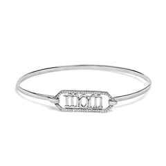 .925 Sterling Silver 1/5 Cttw Diamond Mom Bangle Bracelet
