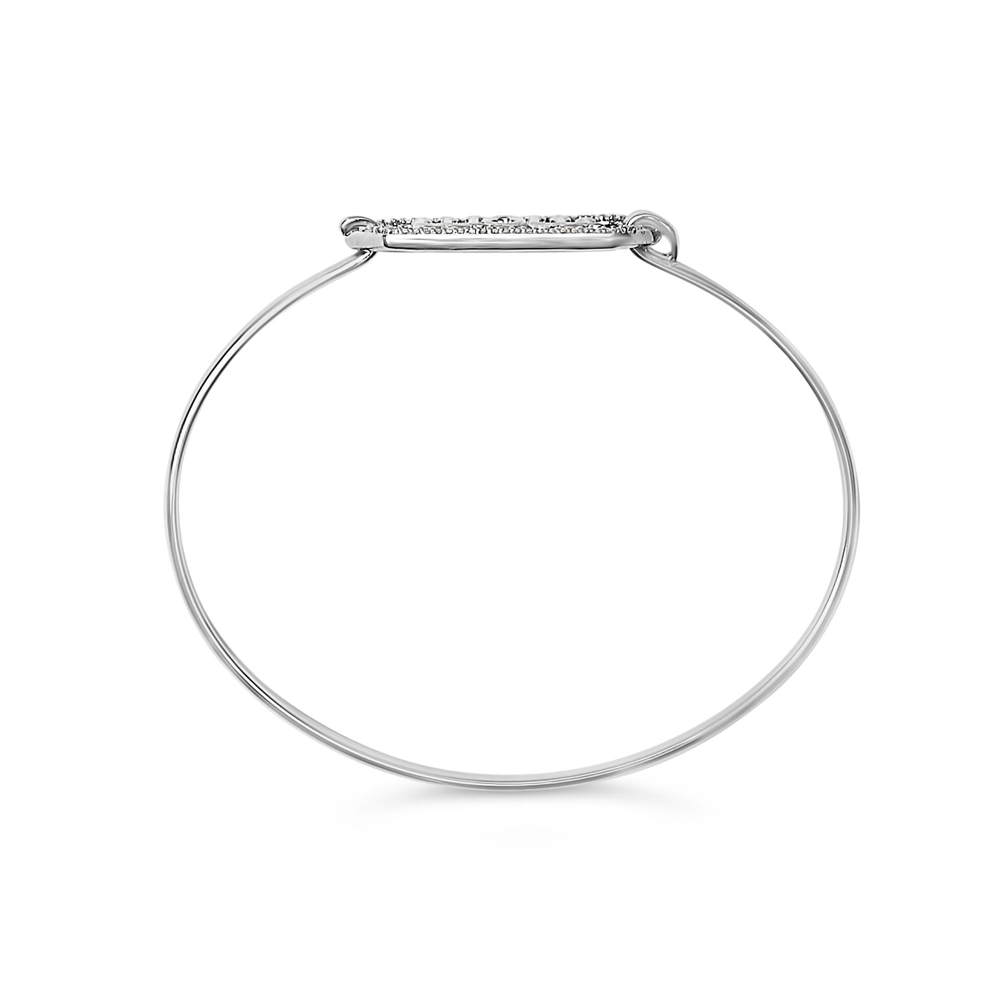 .925 Sterling Silver 1/5 Cttw Diamond Mom Bangle Bracelet