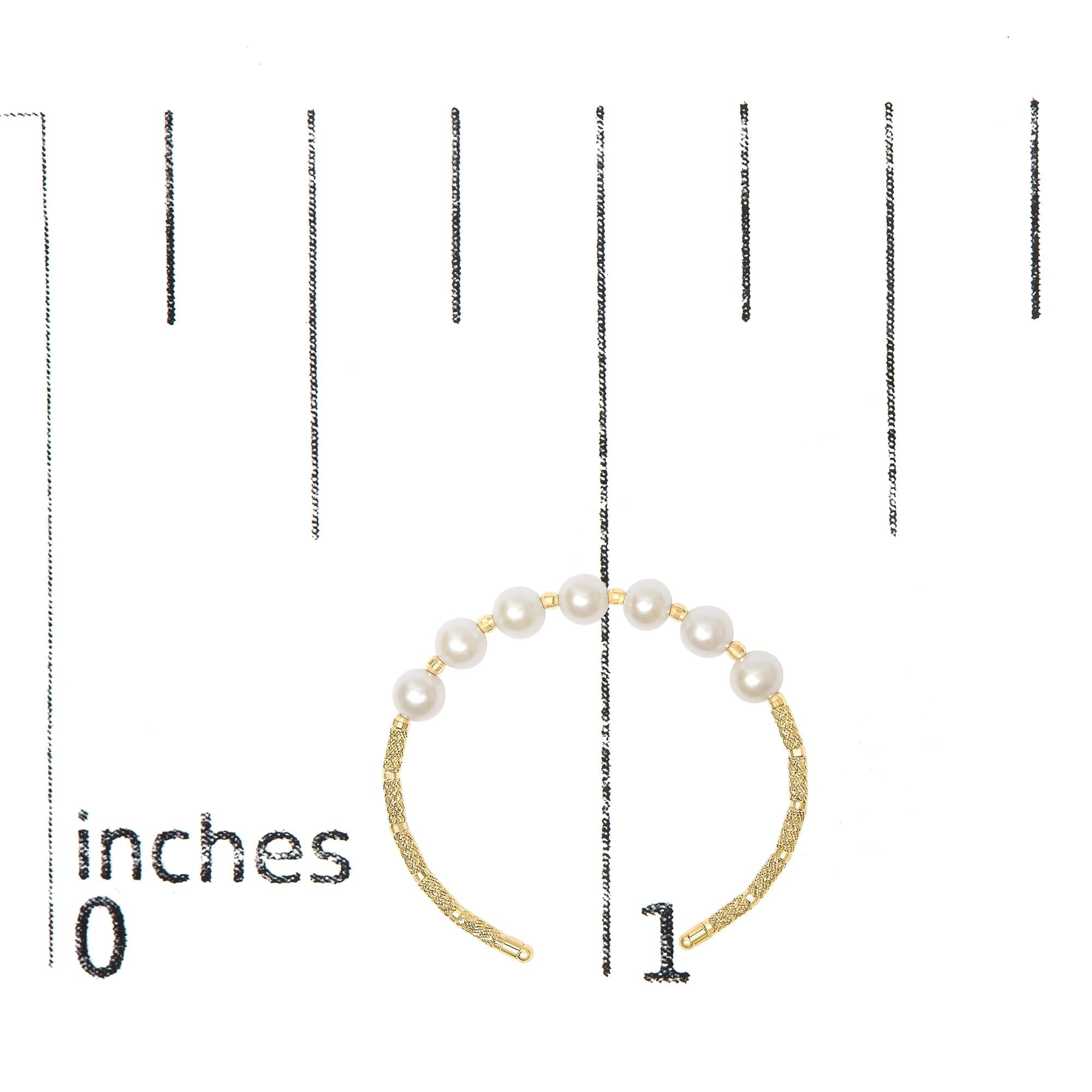 18K Yellow Gold Freshwater Pearl Cuff Bangle Bracelet