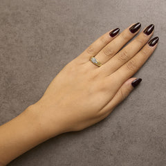 18K Yellow Gold 1/10 Cttw Diamond Star Burst Inlay Ring